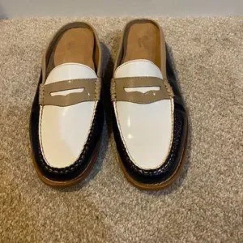 G.H. Bass & Co. White, Black and Tan Slip-On Penny Loafers